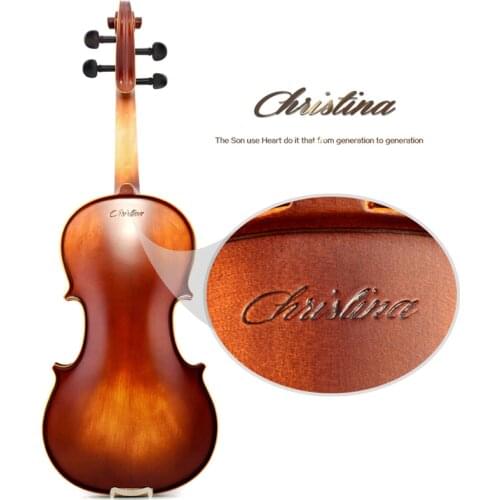 New Christina E02 Maple Violin 4/4 for beginner use musical instruments,handmade ebony violin parts,with fiddle case,bow,rosin
