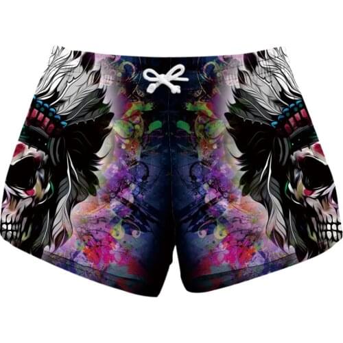S To XL Halloween Grey Skull Women Sports Running Shorts 3 Patterns Black 3D Floral Print Girls Summer Shorts