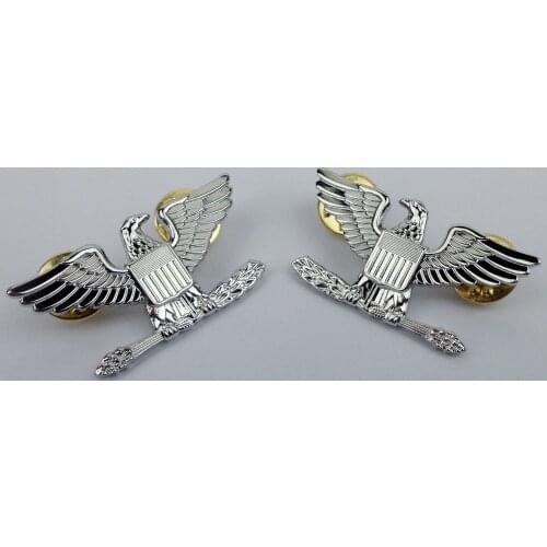 Pair Military US Officers Colonel Rank Badges US Eagles Rank Insignia Pin