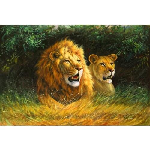 Grassland lion The wooden puzzle 1000 pieces ersion jigsaw puzzle white card adult childrens educational toys
