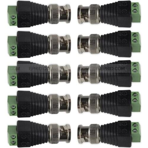 10pcs CAT5 To Camera CCTV Video Balun BNC Male Plug AV Screw Terminal Connector