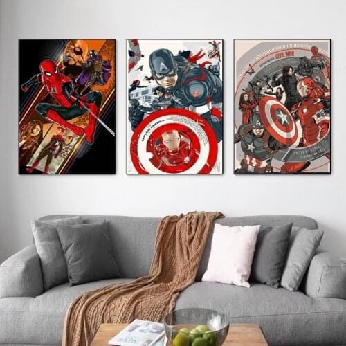 Movie Anime Nordic Classic Marvel Poster Print Picture Children Room Decor Superhero Spiderman Avengers Wall Art Canvas Painting