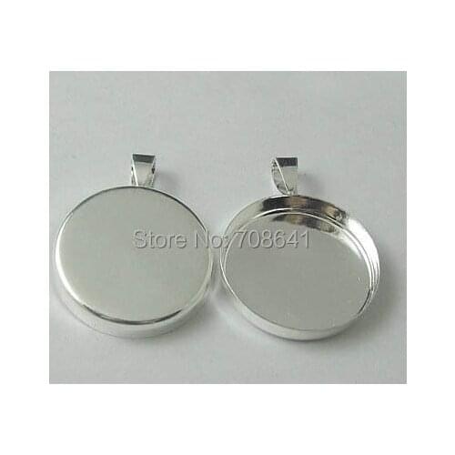 Blank Round Deep Wall Bezel Cups with Bail Pendant Base Resin Cabochons Settings Findings DIY Jewelry Making Silver tone
