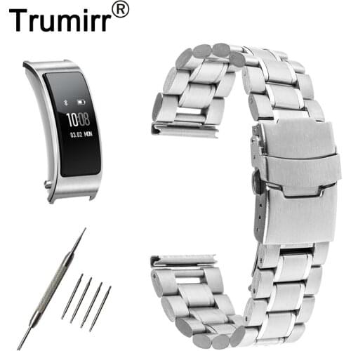 16mm Stainless Steel Watch Band + Tool for Huawei Talkband B3 Womens Stainless Steel Buckle Strap Wrist Beltt Bracelet