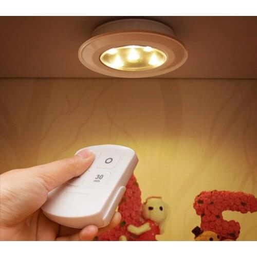 LED Dimmable Under Cabinet night Light Battery Operated Puck Lighting Closets Lights with Remote Control for Wardrobe kitchen