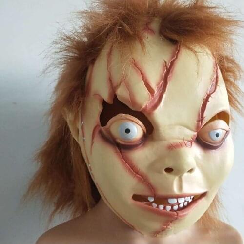 Horror Chucky Latex Mask Halloween Horror Doll Party Cosplay Props Terrible Killer Lifelike Headgear