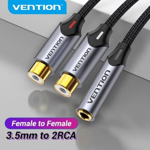 Vention RCA Cable 3.5 Jack to 2 RCA Splitter Female to Female Jack 3.5 mm RCA Connecter for Amplifiers Speaker Tablet AUX Cable