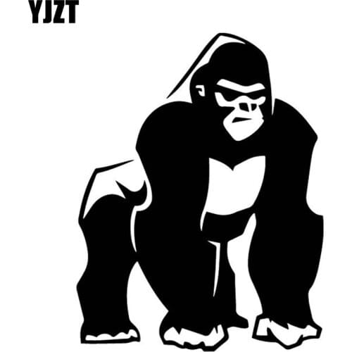 YJZT 12.8CM*16.5CM Gorilla Cartoon Car Sticker Body Of Car Decorate Vinyl Decal Black/Silver C4-1827