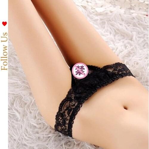 Womens Sexy Open Crotch Underwear Hollow Transparent European and American T-Back Open Lace Jacquard T-Shaped Panties