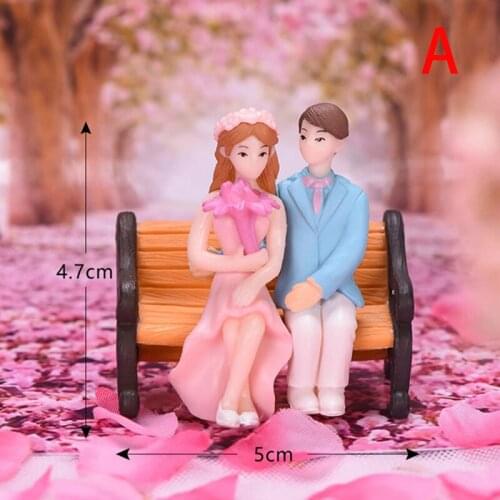 1/2Pieces Sweety Lovers Couple Chair Figurines Miniatures Fairy Garden Gnome Moss Terrariums Resin Crafts Home Decoration NEW