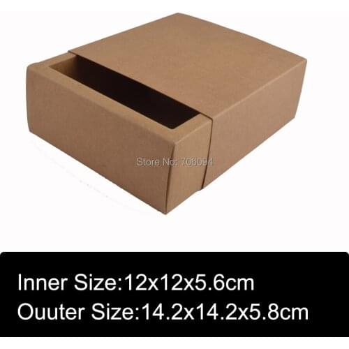 14.2*14.2*5.8CM 20pcs kraft drawer paper box Brown craft gift boxes,Essential oil slide box,custom box logo