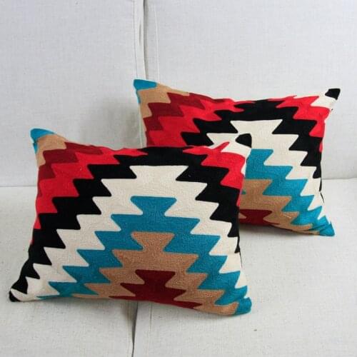 Vintage Rectangle Cushion Cover Ethnic Aztec Pattern Embroidery Pillow Case with For Sofa Bed Simple Home Decor 35*45cm 2 pieces