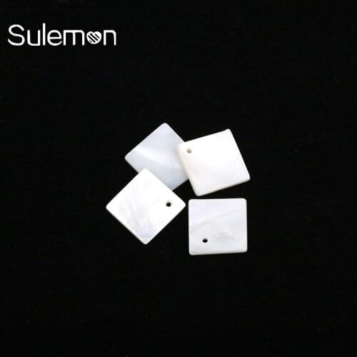 20PCS White Natural Shell Geometric Square Shell Pendant Charms DIY Handmade Earring Jewelry Findings Accessories Wholesale JF08