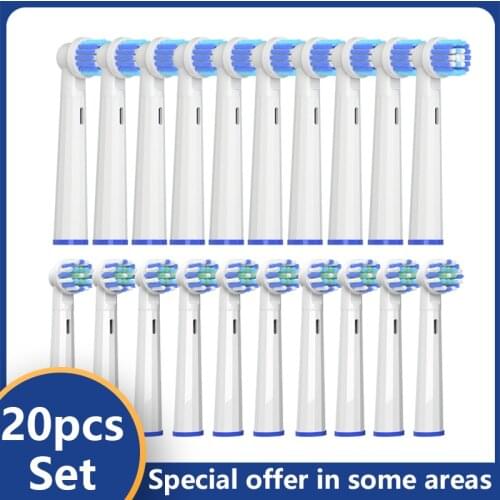 20pcs Electric Toothbrush Replacement Brush Heads for Oral B D12 D16 D100 EB50 Dual Clean Soft Electric Toothbrush Heads