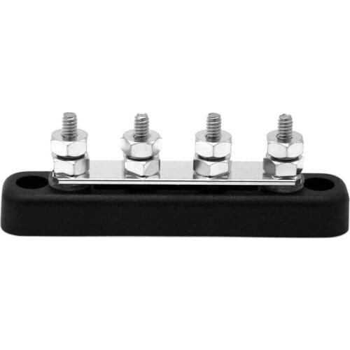 VODOOL 100A 4-Point Bus Bar Power Distribution Block With 4 10/32in Brass Studs Car Auto Truck Busbar Terminal Block Accessories