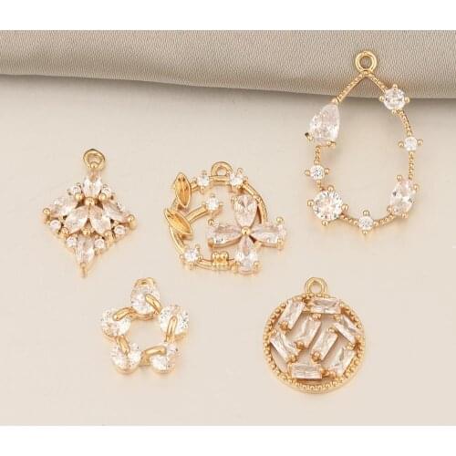 HAOSAW 4Pcs Jewelry Accessories/CZ Charms/Flower Shapes/Pendants For Earrings/DIY Making/Hand Made/Jewelry Findings & Components