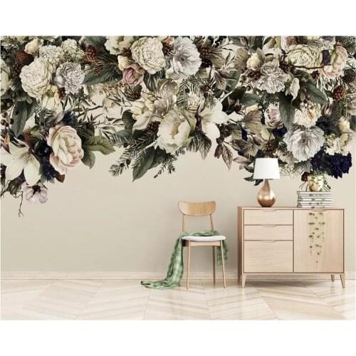 Beibehang Custom wallpaper 3D mural modern minimalist Nordic retro romantic flowers American floral decorative painting wall