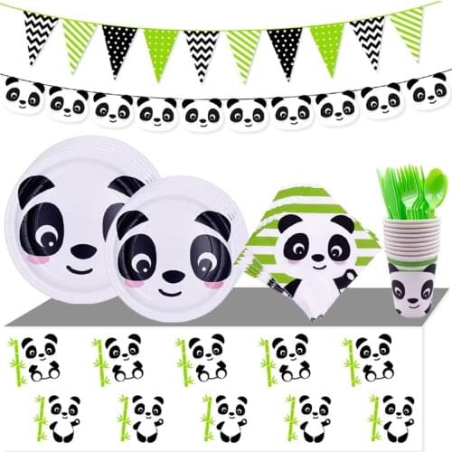 Paper plate table Bulaqi Panda theme party tableware supply birthday party decoration baby shower disposable party supplies