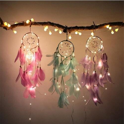 Dreamcatcher decor with 2M 20LED Copper wire Fairy String Lights for Girl Room Bell Bedroom Living Room Decoration Romantic Gift
