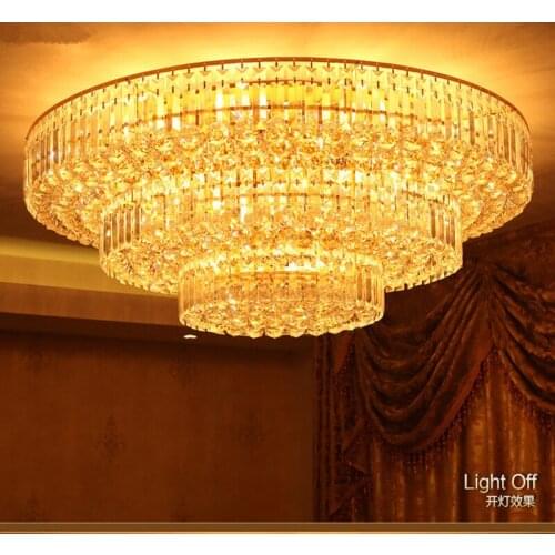 Living room crystal lamp Bedroom crystal lamp Golden round LED ceiling lamps cake lamp LED lighting fixture gold ceiling fixture