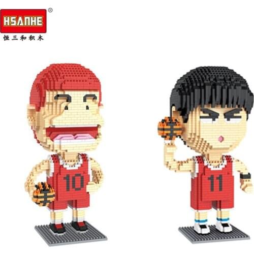Hsanhe Mini blocks Anime Rukawa Kaede Basketball Player Model Cartoon Diamond Blocks Building Toy for Children Boy Gifts