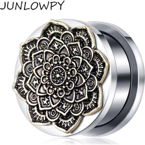 JUNLOWPY Copper Flower Fit Screw Tunnel Stainless Steel Piercing Plugs Earring Ear Expander Stretcher Gauges Body Jewelry 70pcs