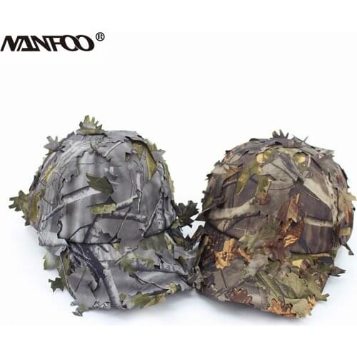 New Unisex Maple Leaves Camo Ghillie Caps Outdoor Hunting Fishing Bionic Camo Hats Army War Games Camo Sunshade Caps