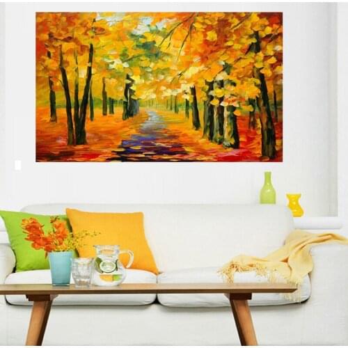 Handmade Golden Tree Forest painting Knife Oil Painting On Canvas Gold Montreal Picture Wall Art me Decor for office hotel decor