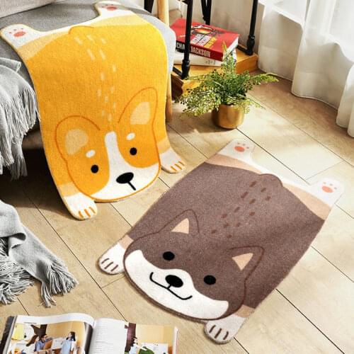 Bathroom Door Entrance Mat Cartoon Corgi Bath Rug Bathroom Non-Slip Toilet Mat Entrance Door Absorbent Mat Anti-slip Door Mat U2
