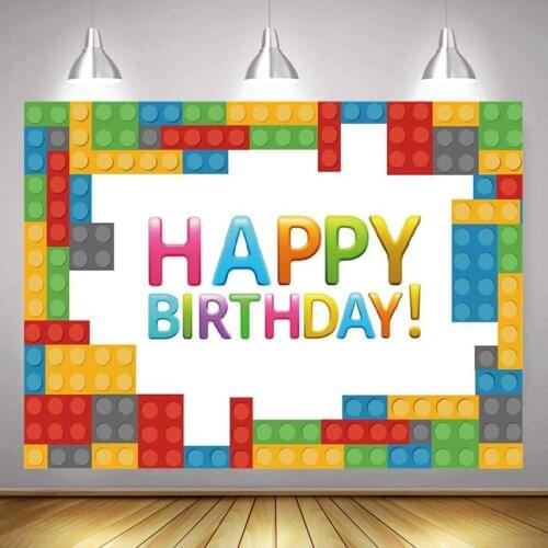 Creative Toys Colorful Building Blocks Backgrounds Boys Birthday Party Decoration Photography Studio 3D Digital Backdrop Cloth