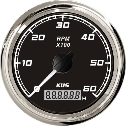 KUS 85mm 3-3/8" black faceplate tachometer FMHB-6KL for marine car