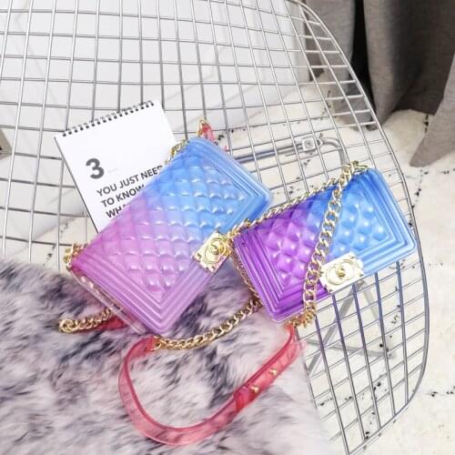 Fashion Gradient Jelly Small Square Bag Shoulder Bag for Women Crossbody Bag Ladies Handbag Purse bolsa feminina Messenger Bags