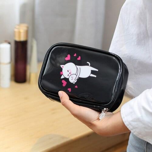 Cute Cartoon Cosmetic Storage Bag Travel Makeup Brush Comb Perfume Lipstick Foundation Organizer Case Large Capacity Makeup Bag