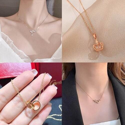 Fashion Circle Zirconia Necklaces & Pendants For Women Butterfly Crown Pendant Clavicle Chain Party Gift Choker Lovers Jewelry