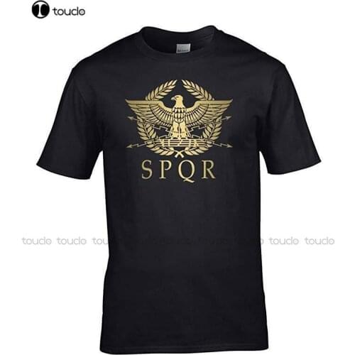 New Spqr- Roman Empire Metallic Gold Eagle- Historical MenS T-Shirt From Fatcucko Cotton T Shirt Tee