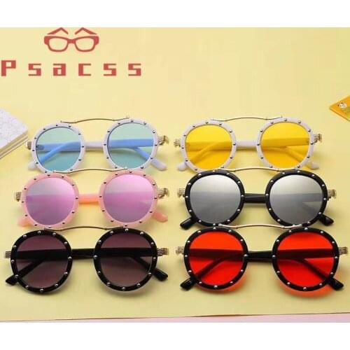 Psacss NEW Round Sunglasses Child High Quality Plastic Vintage Classic Brand Designer Sun Glasses For Travel Decoration UV400