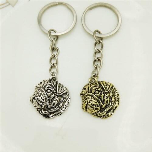 Wholesale Vintage Jewelry Dog Pug Key Chain French Bulldog Keychain Cute Bag Charm Pendant Gift Animal Key Ring Pet Jewelry