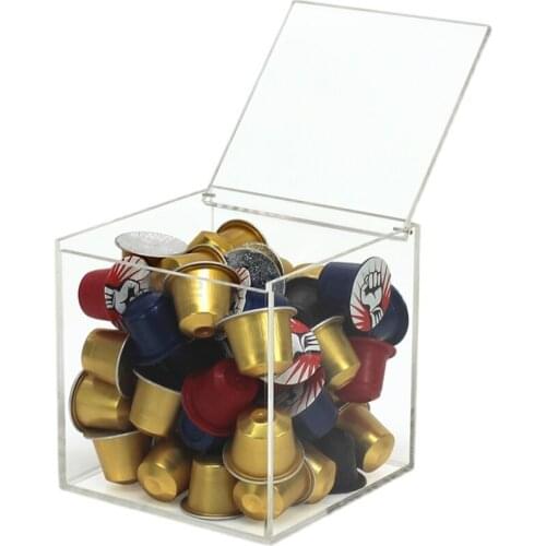 Transparent Cube Practical Coffee Capsules Nespresso Storage Box Coffee Resin Holder Fits Capsule Storage Coffee