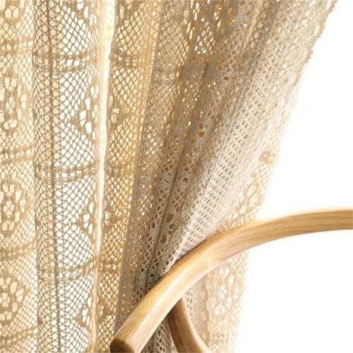 Retro hollowed-out translucent curtain finished crochet tulle curtain American country fabric for living room bedroom