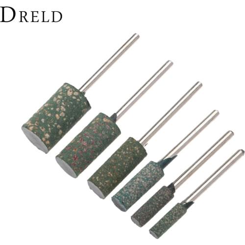 DRELD 6Pcs 3mm Shank Rubber Grinding Head Buffing Polishing Grinding Mounted Point for Metalworking Grinder Dremel Rotary Tool