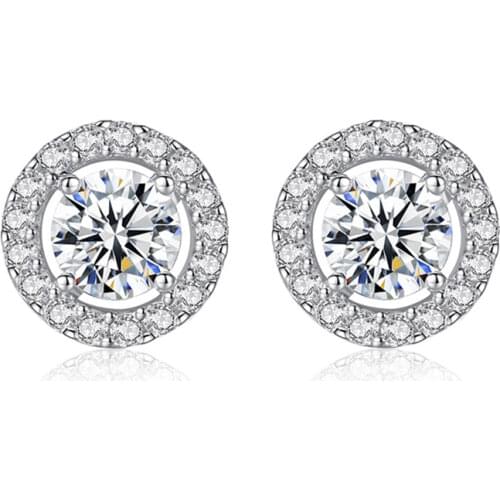 Classis 925 Sterling Silver 0.5carat D Color Round Moissanite Stud Earrings for Women Luxury S925 Jewelry Diamond Earrings Gift