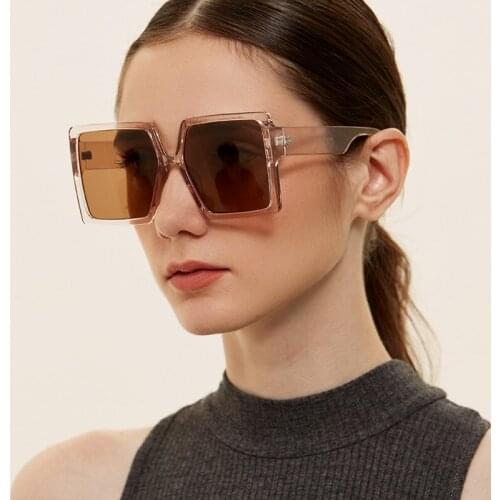 Big Transparent Frame Sunglasses For Women Fashion Square Luxury Brand Oversized Sun Glasses Female Vintage New Trend Eyewear UV