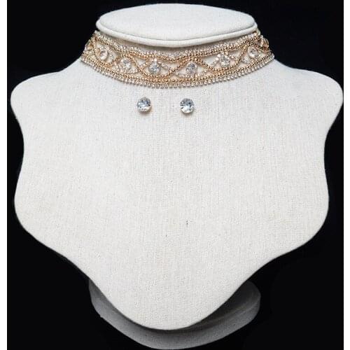 Rhinestone choker statement necklaces for women Fashion Chokers 2017 Collar Flower Jewelry party Chunky Necklace Set