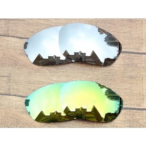 Vonxyz 2 Pairs Chrome Mirror & 24K Mirror Polycarbonate Replacement Lenses for-Oakley Straight Jacket 2007 Frame
