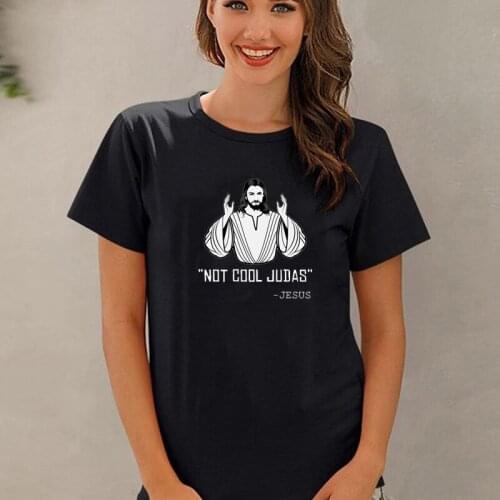 Funny Not Cool Judas Jesus Hands Biblical Christ Praying Printed T Shirt No Jesus No Peace Letters Cotton Tops Loose Casual Tee