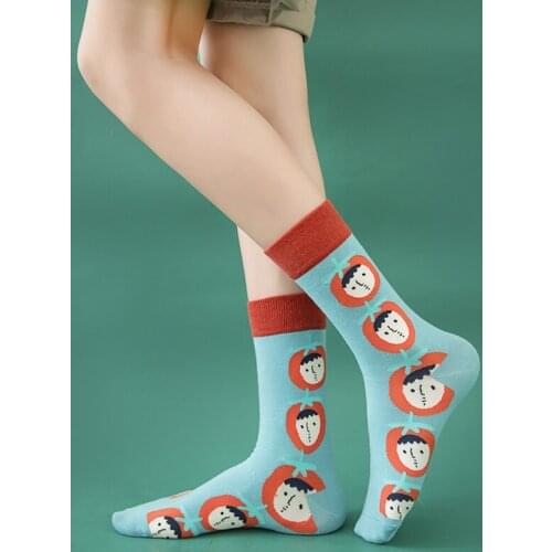 Funny Cotton Socks for Men Women Autumn Winter Mid Tube Sports Socks European Style Breathable Cartoon Pattern Cute Casual Socks