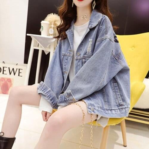 Hole Harajuku Short Denim Coat Female Spring Autumn 2021 New Korean Fashion Of Loose Casual Street Style All-Match Jeans Female