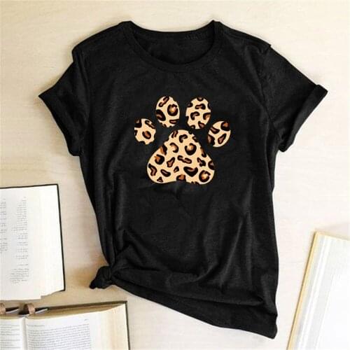 Women Summer Graphic T Shirts Aesthetic Kawaii Clothes Harajuku Shirts for Women Leopard Bear Paw Print T-shirts