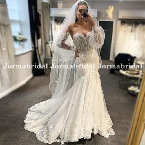New Arrivals Lace Appliques Mermaid Wedding Gowns Vestido Novia Sirena Sweetheart Neck Elegant Long Trumpet Dresses Customize