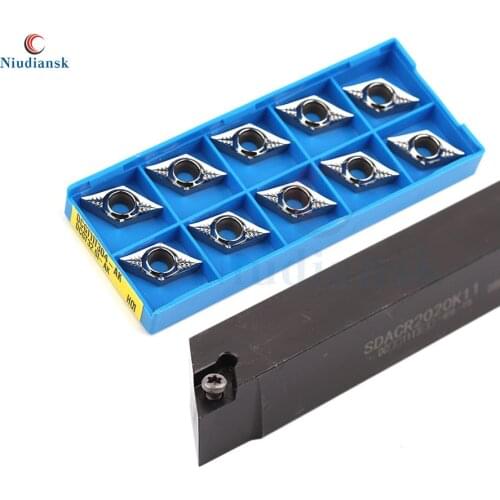 10pcs DCMT11T3 Carbide Inserts CNC Lathe Tool SDACR1212 SDACR1616H11 External Turning Tool Holder SDACR2020K11 SDACR2525M11 Suit